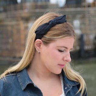 Denim headband with big bow