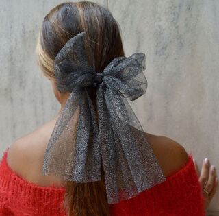 metallic big bow hair tie