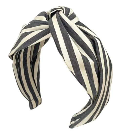 Charcoal Grey & Cream Stripe Turbanista
